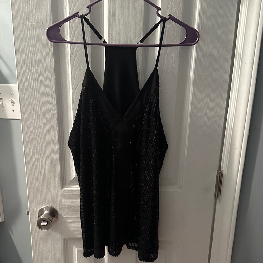 Chic Black Sequin Camisole Top